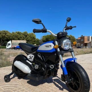 Moto Eléctrica 12v Ducati Scrambler, Ruedas Aire, azul - IND22-ZTD307-AZUL